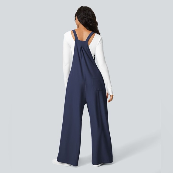 HALARA Pants - HALARA Pockets Waffle Casual Overalls Navy Blue